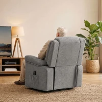 HOMCOM Oversized Riser Recliner Chair with Massage and Heat, Power Lift Recliner for Elderly with Wide Seat and Back, Grey(m-8)
