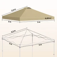 Outsunny Toile de Rechange pour Tonnelle 3 x 3 m UV50+ Imperméable avec 8 Trous de Drainage 3 x 3 m, crème(m-3)