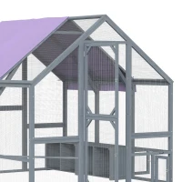 PawHut Kippenhok met weerbestendig doek 2 nestkasten 2 zitstokken voor 8-10 kippen hout 211 x 186,5 x 185,5 cm Donkergrijs(m-13)