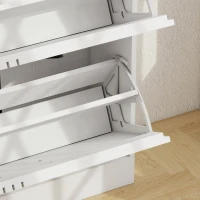 HOMCOM Schoenenkast met 3 kleppen en verstelbare planken, tot 18 paar, wit(m-9)