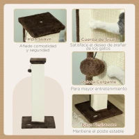 PawHut Poste Rascador para Gatos Altura 81 cm Rascador para Gatos con Poste de Sisal y Bola Colgante 41x41x81 cm Marrón(m-5)
