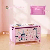 AIYAPLAY Storage Chest, Wooden Toy Chest with Lid, Flip-Top, Security Hinges and Anti-Pinch Design for Kids, Pink(m-3)
