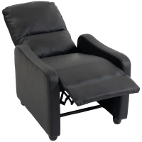 HOMCOM Poltrona Relax Reclinável Manual 155° com Apoio para os Pés, em Pele PU, para Sala e Quarto, 69x91x100cm, Preto(m-7)