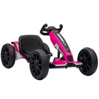 AIYAPLAY 12V Electric Go Kart for Kids with Dual Motors, Adjustable Seat, Soft Start, LED Lights, EVA Wheels, for Age 3-6, Pink(m-1)