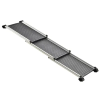 PawHut Rampa para Mascotas Plegable de Aleación de Aluminio con Superficie Antideslizante Rieles Laterales y Asa Fácil Transporte Carga Máx. 100 kg 159x42x11,5 cm Negro(m-1)
