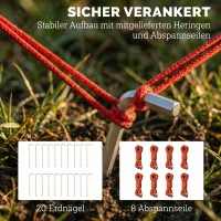 Outsunny Tunnelzelt 4 Personen Familienzelt mit Schlafkabine Vorzelt abnehmbare Trennwand Fenstern Bodenplane Stehhöhe(m-9)
