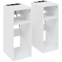 HOMCOM Set 2 Tavolini da Salotto Moderni con Ripiani Aperti, 2 prese AC e 2 porte USB, Bianco(m-1)