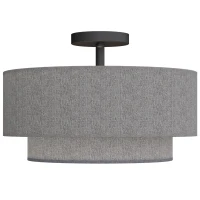 HOMCOM Plafondlamp met dubbele lampenkappen in linnen look, taupe(m-1)