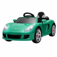 AIYAPLAY Auto Elettrica Bambini Porsche Carrera GT 12V con Telecomando, 2 Motori, Sospensioni e Porte Apribili, Verde(m-10)