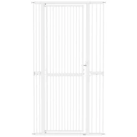 PawHut Barrera para Perros Extra Alta con Ancho Ajustable 77-104 cm Separación 3,5 cm con Montaje a Presión Extensiones Blanco(m-1)