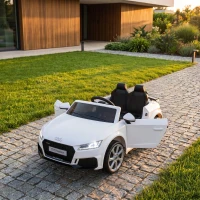 HOMCOM Kinder-Elektroauto, Audi TT RS Roadster, 3 km/h, Fernbedienung, LED, USB, Weiß(m-8)