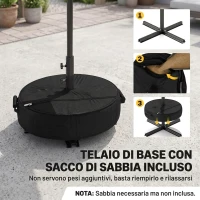 Outsunny Ombrellone Rotondo Inclinabile 3x3 m con Manovella, in Metallo e Poliestere, Grigio Scuro(m-4)