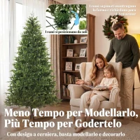 HOMCOM Albero di Natale Artificiale 180cm Folto Realistico, 732 Rami in PE Ignifughi, Base Pieghevole in Legno, Verde(m-6)