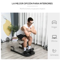 HOMCOM 3-en-1 Máquina Equipo de Sentadilla para Ejercicios Abdominales Tablero Supino Multifuncional Máquina de Piernas Ayuda en Cuclillas Negro(m-7)