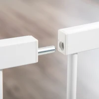 PawHut Barrera de Seguridad para Perros con Puerta Pequeña para Escaleras y Puertas 75-131 cm con 3 Extensiones Blanco(m-9)