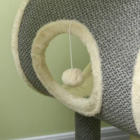 PawHut Krabpaal Klimboom, 1 kattenhol, 2 ligplatforms, 60B x 40D x 104H cm , Grijs + Natuur(m-8)
