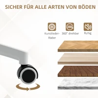 HOMCOM Höhenverstellbarer Schreibtischstuhl mit weichem Kissen und Kunstleder-Bezug, flexiblen Rädern und Kippfunktion, Weiß(m-6)