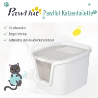 PawHut Katzentoilette mit 2 Türen, Katzenklo mit Bodenschale und Schaufel, Desodorierungsbox, PP ABS, 55,5 x 44,5 x 38,3 cm(m-4)