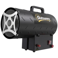 Outsunny 15 kW/51000 BTU Industrial Propane Space Heater, Portable Forced Air Gas Fan Patio Heater w/ Overheat Protection, Black(m-1)