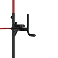 HOMCOM Estación Dip Torre de Dominadas para Hogar Oficina Gimnasio Altura Ajustable con 6 Orificios Tubo de Acero Soporta hasta 120 kg 94x80,5x180-230 cm Negro(m-8)