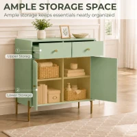 HOMCOM Modern Sideboard, Sideboard Storage Cabinet with 2 Drawers and Adjustable Shelf for Living Room, Light Green(m-4)