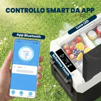 Outsunny Frigorifero Auto 50L Compressore, Doppia Zona, Controllo App, Nero, Campeggio.(m-7)