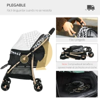 PawHut Carrito para Mascotas con 2 Puertas Ventana de Malla Cesta de Almacenamiento Cuerda de Seguridad 80x44,5x97 cm Negro(m-5)