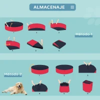 PawHut Piscina Plegable para Perros Gatos Ø160x30 cm Bañera Portátil para Mascotas PVC Antideslizante Múltiples Usos para Interiores y Exteriores Rojo(m-8)