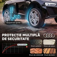 AIYAPLAY Mașinuță Electrică pentru Copii 12V Audi R8 Spyder, 3+ Ani, 3-5 km/h, cu 2 Motoare și Telecomandă, Negru(m-7)