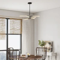 HOMCOM Lámpara de Techo LED Moderna Ø100x79 cm con Pantalla de Acrílico Ángulo de Luz Ajustable para Salón Dormitorio o Cocina(m-10)