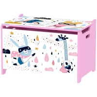 AIYAPLAY Storage Chest, Wooden Toy Chest with Lid, Flip-Top, Security Hinges and Anti-Pinch Design for Kids, Pink(m-15)