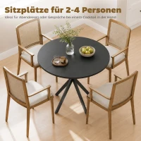 HOMCOM Runder Küchentisch, 80 cm, kompakte Tischplatte, Spanplatte, Metall, Schwarz(m-4)