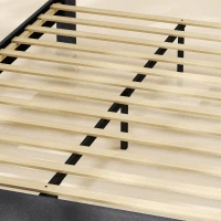 HOMCOM Bedframe 140 x 200 cm met verstelbaar hoofdbord, gestoffeerd bed in linnenlook met 12 latten(m-12)