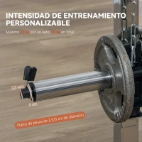 SPORTNOW Máquina Multifunción de Musculación con Soporte para Sentadillas y Barra para Pesas para Entrenamiento Fitness Negro(m-7)