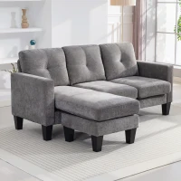 HOMCOM Sofá Chaise Longue Reversible con Estructura de Acero Tapizado en Chenilla 186x130x84cm Gris Oscuro(m-10)