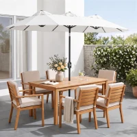 Outsunny Ombrellone da Giardino Doppio Inclinabile con Apertura a Manovella, 295x152x222cm, Bianco(m-8)