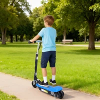 HOMCOM Patinete Eléctrico Plegable para Niños y Adolescentes de +7 Años con Manillar Ajustable en Altura 78x37x87-95 cm Azul(m-9)