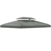 Outsunny Copertura per Gazebo 4x3 m a 2 Livelli in Poliestere con Cinghie e 10 Fori di Drenaggio, Grigio Scuro(m-1)