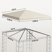 Outsunny 3 x 3 m Vervangzeil voor paviljoen, Zeil voor tuinpaviljoen, met waterafvoergaten, UPF30+, Crèmewit(m-3)