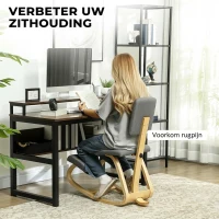 HOMCOM Ergonomische Kniestool, Kniehocker Gezondheidsstoel voor Thuis, Kantoor, Meditatie Grijs(m-4)