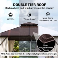Outsunny 3 x 3(m) Hardtop Gazebo Canopy with UPF30+ Double Polycarbonate Roof, Aluminium Frame Garden Gazebo Permanent Pavilion with Mosquito Netting and Curtains for Patio, Deck, Beige(m-4)