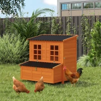 PawHut Hühnerstall mit Nestkasten für 3-4 Hühner, Wasserfestes Dach, Tannenholz, Kunststoff, 100 x 86 x 100 cm, Orange(m-10)