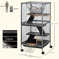 PawHut knaagdierenkooi, kooi op wielen voor kleine huisdieren, konijnenhok met 3 verdiepingen en 2 deuren, metaal, staal, 52 x 52 x 113,5 cm knaagdierenkooi kooi voor kleine huisdieren deuren met wielen metaal | Aosom.nl(m-3)