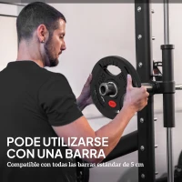 SPORTNOW Discos Pesas Olímpicos Agujero Ø50 mm 2x5 kg con Anillo Interior de Acero y Triple Agarre para Mancuernas y Barras Negro(m-5)