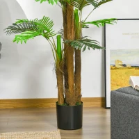 HOMCOM Palma Artificiale in Vaso con 42 Foglie, Pianta Finta Realistica per Interno ed Esterno, 185cm(m-7)