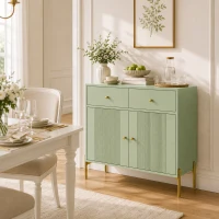 HOMCOM Modern Sideboard, Sideboard Storage Cabinet with 2 Drawers and Adjustable Shelf for Living Room, Light Green(m-9)