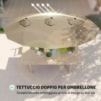 Outsunny Ombrellone da Giardino Doppio Inclinabile con Apertura a Manovella, 295x152x222 cm, Cachi(m-5)