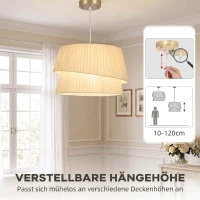 HOMCOM Elegante Pendelleuchte mit doppeltem Schirm, höhenverstellbar, für Wohnzimmer, Weiß(m-6)