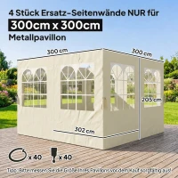 Outsunny Pavillon-Seitenwände, 4 Seitenwand-Paneele für Gartenpavillon, mit Reißverschluss, 3 x 3 m Pavillon, Cremeweiß(m-3)