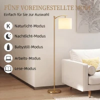 HOMCOM Stehlampe, verstellbare Lichtoptionen, Fußschalter, Fernbedienung, Metall, Gold(m-7)